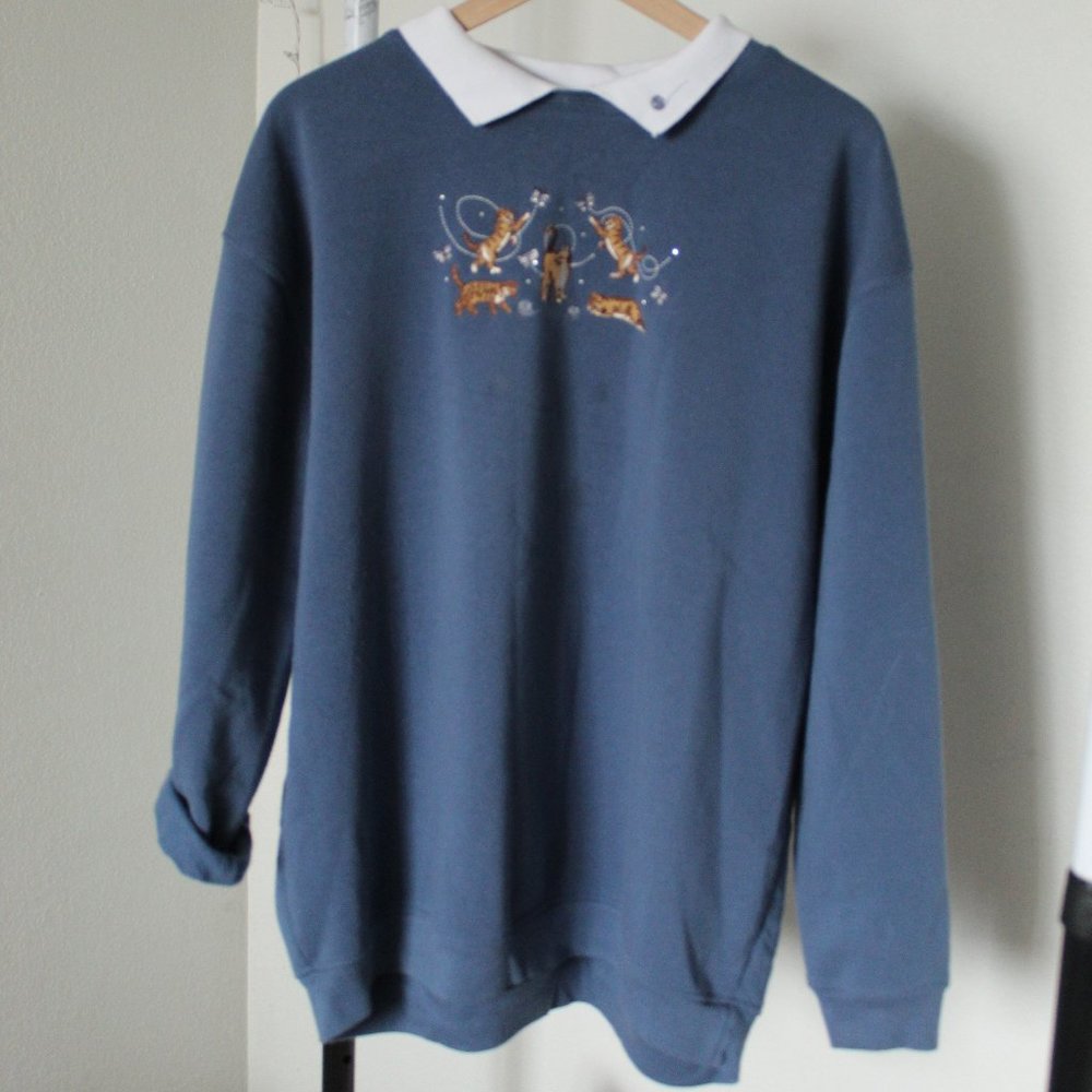 Vintage Oversized Cat Fleece Crewneck